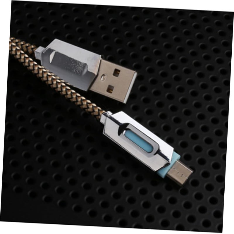 Gold Nylon Braided Micro USB Cable Fast Charging Data Sync With LED Light Indicator - Image 4